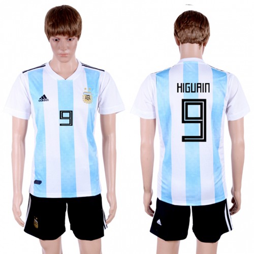 Argentina #9 Higuain Home Soccer Country Jersey